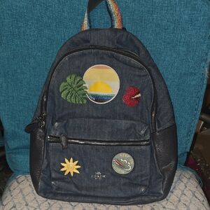 Coach Denim Patch Backpack in Navy